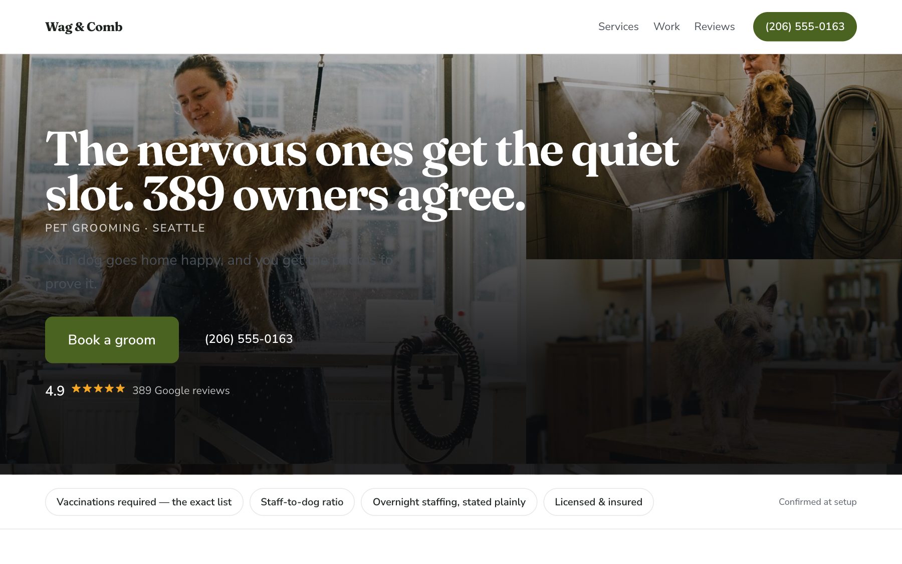 Wag & Comb — a pet grooming · seattle site built by Orabeam