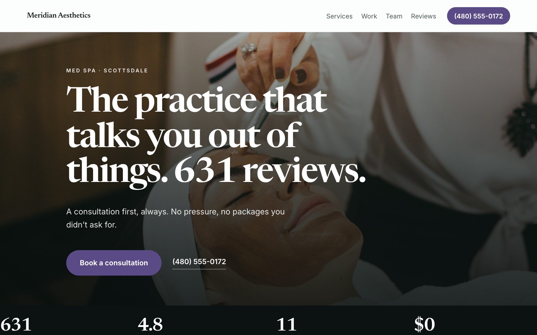 An Orabeam site built for a Med spa business.